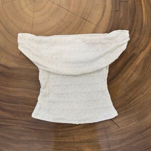 ASTR the Label Smock Asymmetric Skirt + Off the Shoulder Textured Knit Top